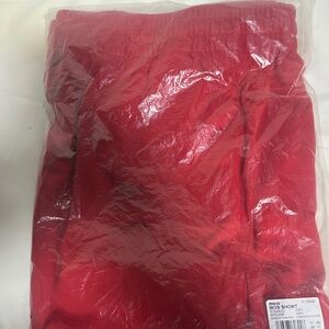 Adidas, basketball shorts, mesh, breathable, drawstring, red, and black men’s